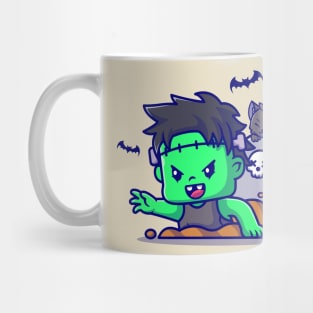 Cute Zombie Frankenstein From The Grave Cartoon Mug